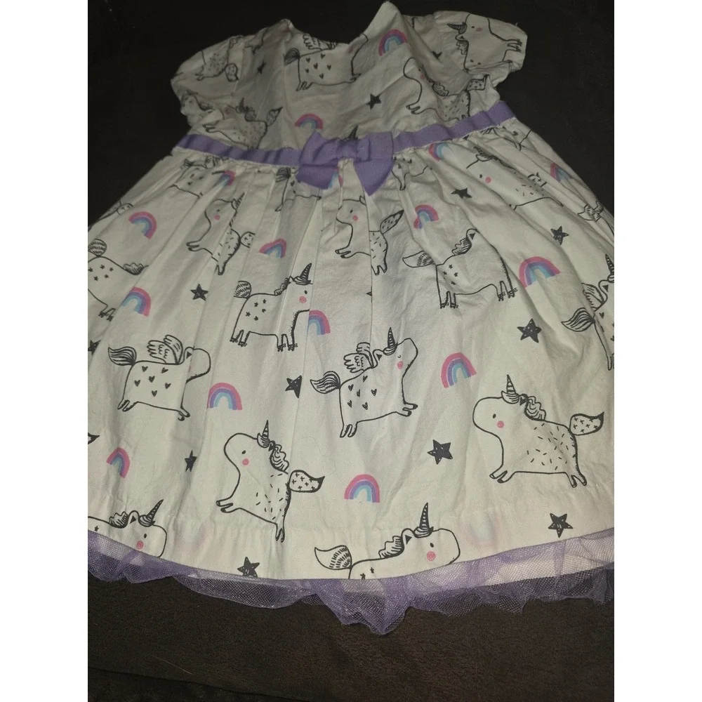 Gymboree Unicorn Rainbow Dress with Purple Bow size 12 18 months